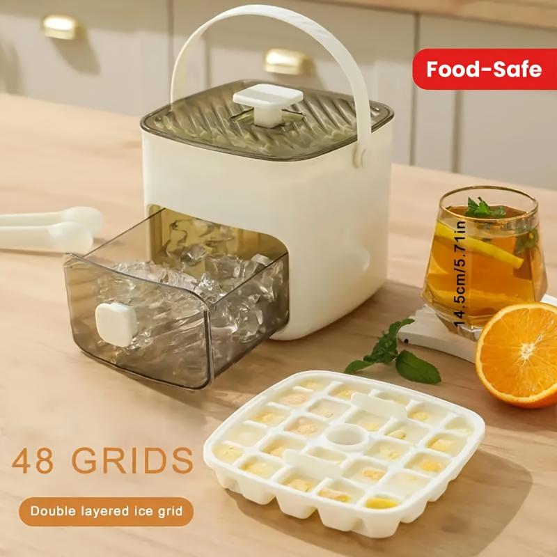 1PC Countertop Ice Machine, 48 Pieces of Ice, Double-layer Design, Food-grade Safety, Suitable for Home, Office, Outdoor, Kitchen Essential Tools.
