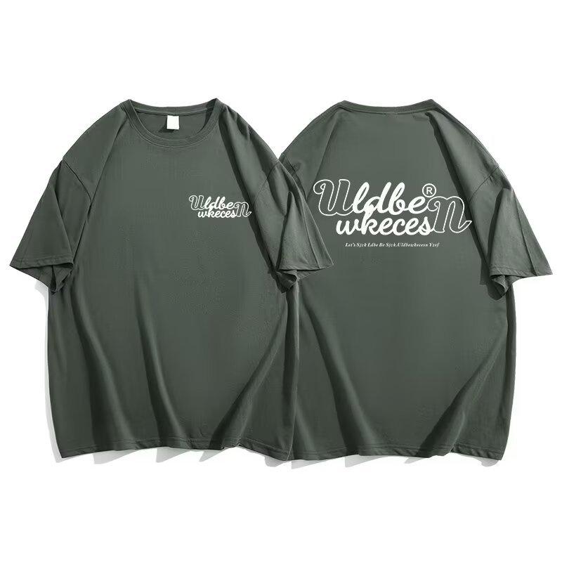Summer new Hong Kong style letter printing trendy brand cotton short-sleeved T-shirt loose and versatile casual couple top girl