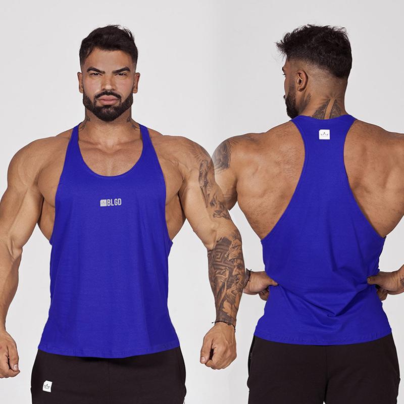 Pánská letní jednobarevná sportovní fitness vesta ležérní prodyšná elastická bez rukávů tréninkové tílko
