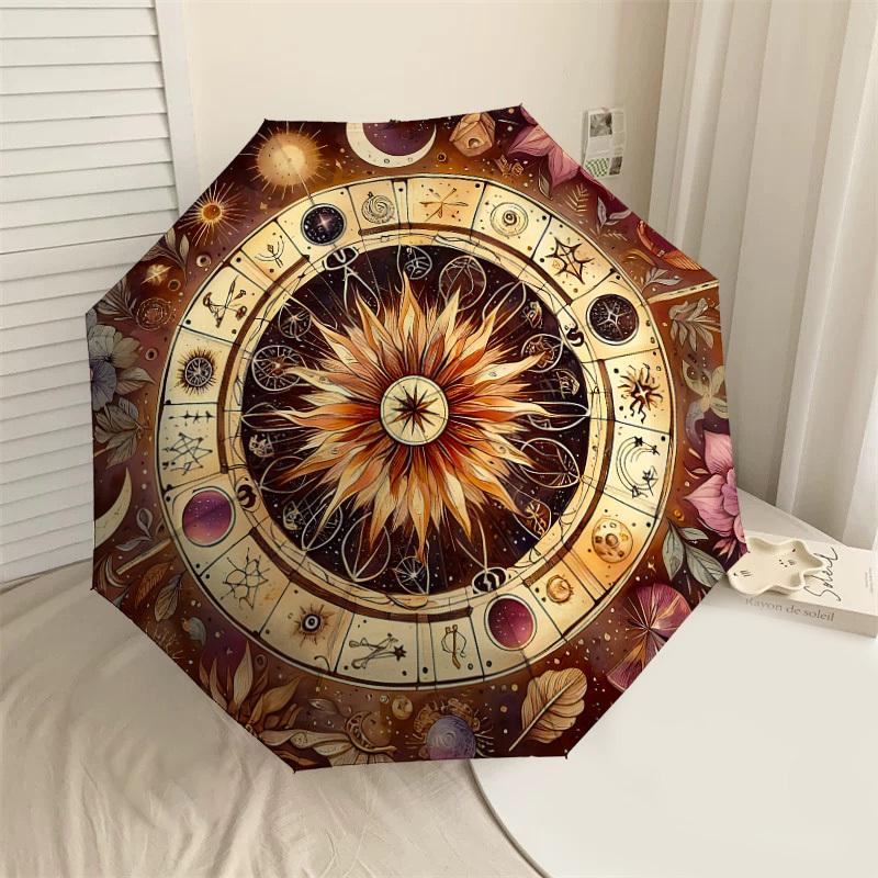

1pc Astrology Flowers Automatic Open/Close Umbrella with Windproof, 8-Rib Sturdy Canopy, Durable Ribs, Fashionable Design1202A