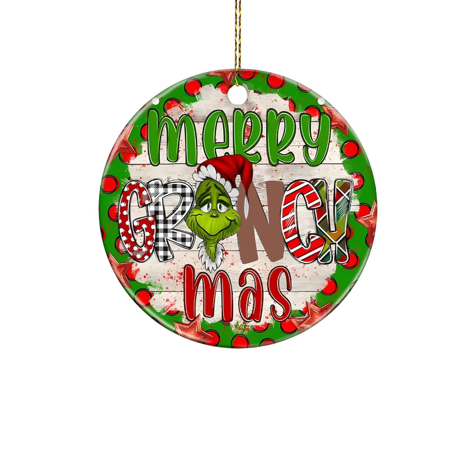 

Round Decorative Hanging Ornament Featuring Festive Character Face with Santa Hat Suitable for Seasonal Home and Office Decoration