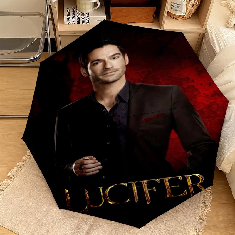 Lucifer Supernatural Drama Poster Automatic Umbrella Suitable Travel Portable Umbrella Outdoor Sun Shading Umbrella Gift Daily Essentials