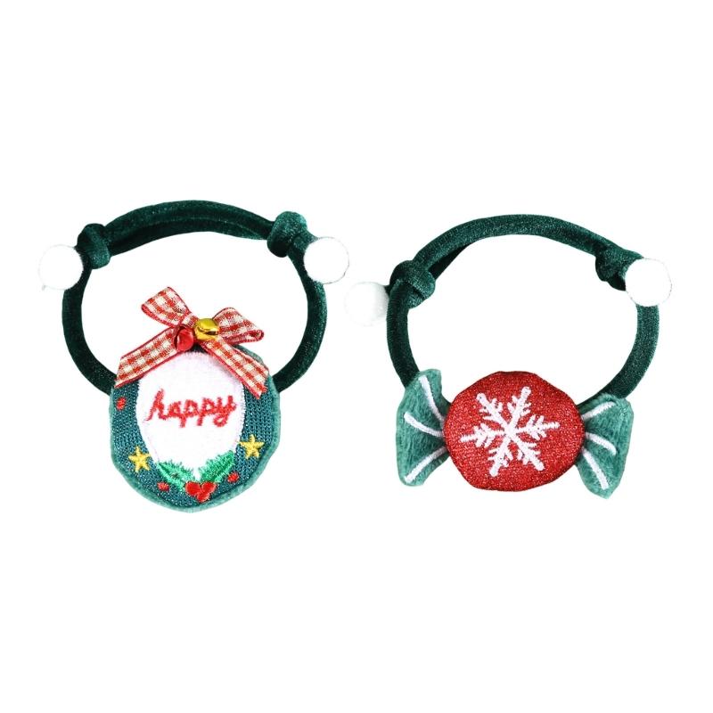 Pack of 2 Plush Pet Collars Funny Christmas Party Dogs Collar Pet Party Neckwear Cats Collar for Festival Celebration
