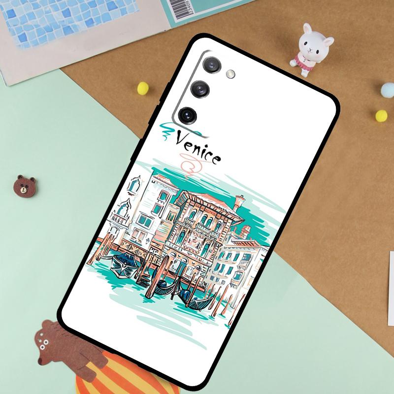 Voyage Italie Rue Venise Étui Pour Samsung Galaxy S23 S22 Ultra S21 S20 FE S8 S9 S10 Note 10 Plus Note 20 Ultra Housse