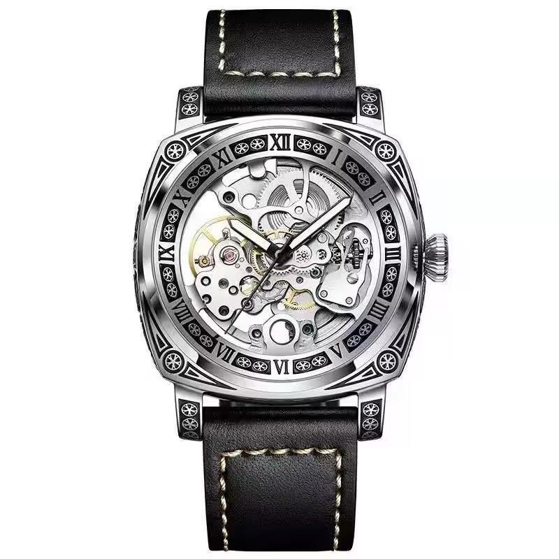 Duke of Lorraine 8837 Herren-Punk-Armbanduhr aus Edelstahl mit Automatikwerk