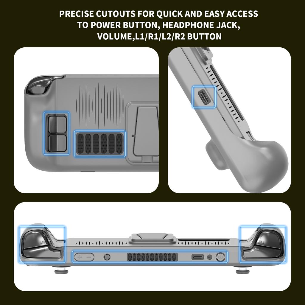 Game Console Cover Shell TPU- Case with Foldable Kickstand Gamepad Frame Bumper Skin Protective Housing for Steam-Deck