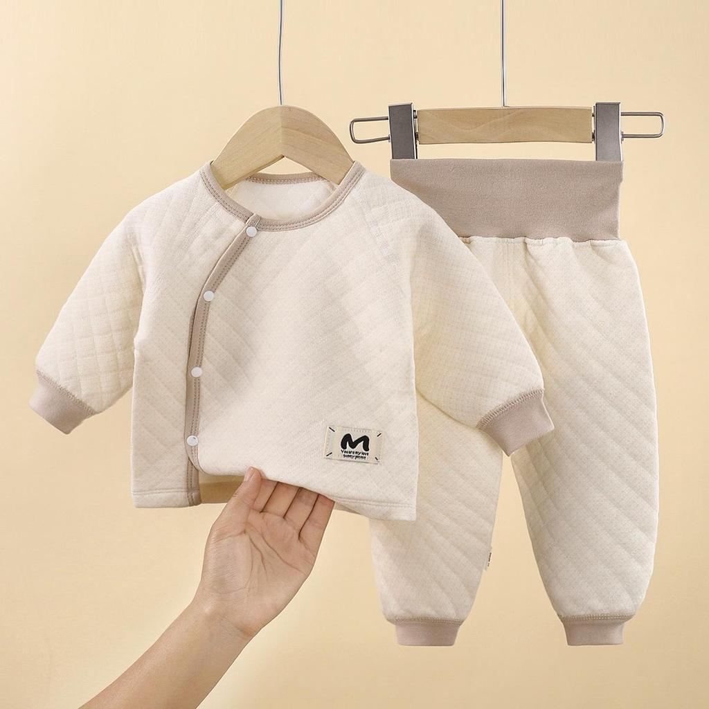 Children's Quilted Cotton Base Layer Set: Cozy Autumn & Winter Outfit for Infants & Toddlers