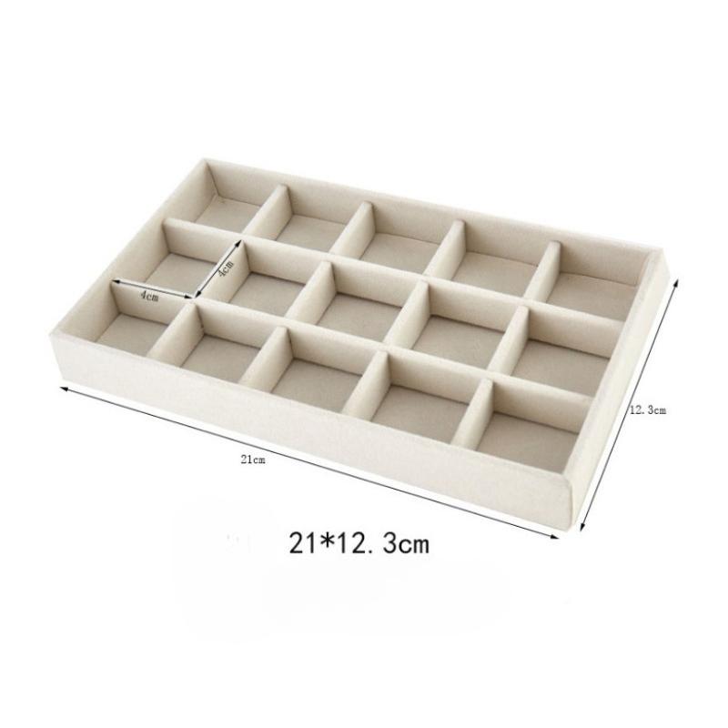 

Однослойная акриловая шкатулка для хранения ювелирных изделий с фланелевой подкладкой, с окошком, для колец, серег, серег-гвоздиков, коробка для отделки и демонстрации ювелирных изделий. beige 15-grid plate; 21 * 12 * 3