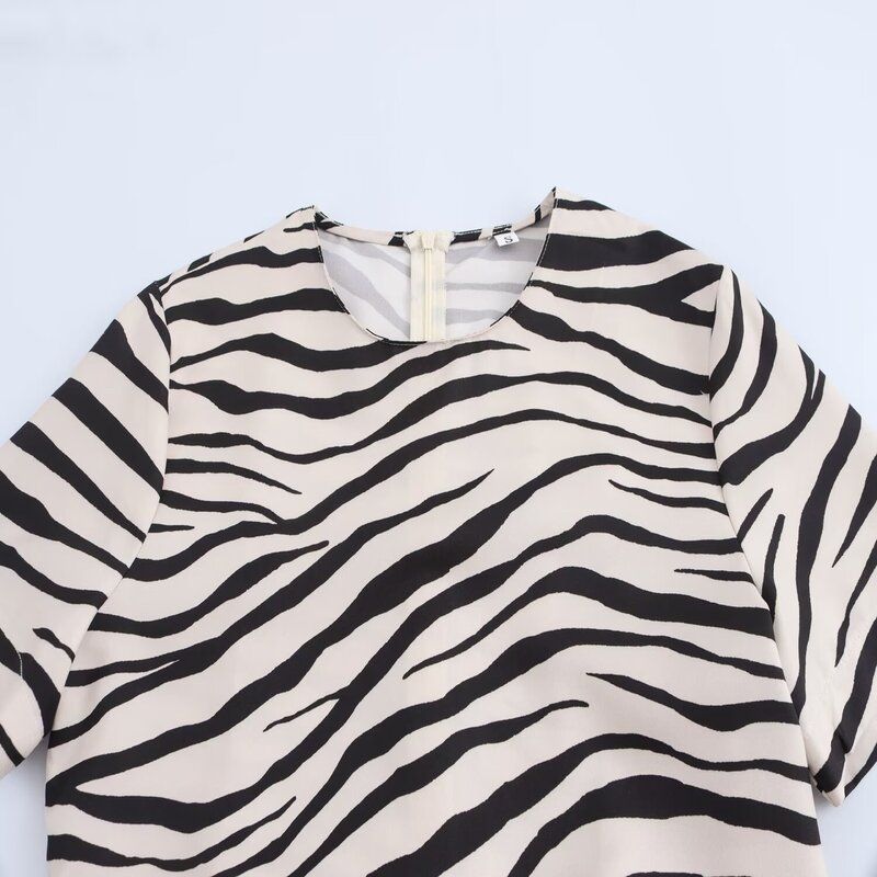 Fashion Style 2024 Autumn New Women's Clothing Stylish Easiest for Match Zebra Stripes Print Dress 8252071
