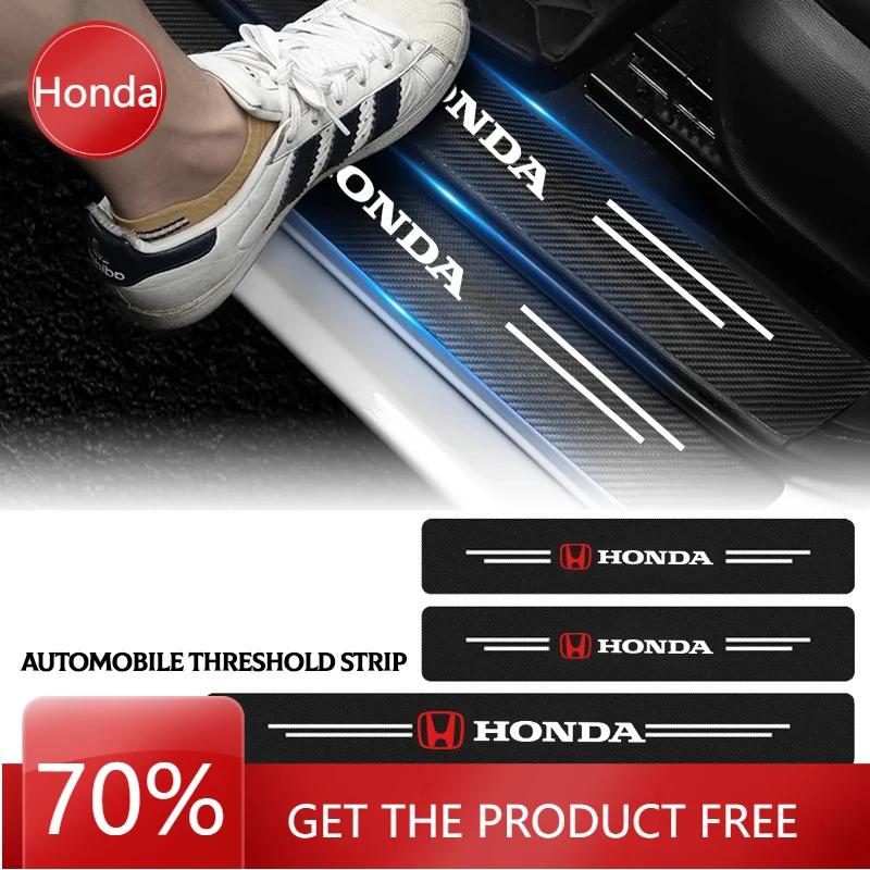 2025 Car New Honda 4PCS Carbon Fiber Car Sticker Auto Door Threshold Waterproof Stickers For Honda Civic Jazz Accord Pilot Passp