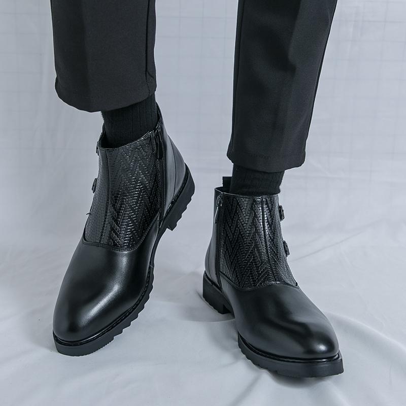 Men’s High Boots Dress Formal Retro Brown Ankle Boots Black Tuxedo Wedding Shoes Plus Size