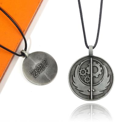Fallout Brotherhood of Steel Round Pendant Rope Chain Necklace Unisex Jewelry