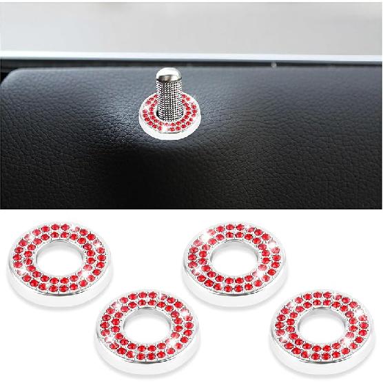 4 шт. Блестящие накладки на ручки замков дверей автомобиля для декора, Накладки на ручки замков дверей со стразами, Совместимы с Mercedes Benz A/B/C/E-класса, Стильные автомобильные аксессуары для красный