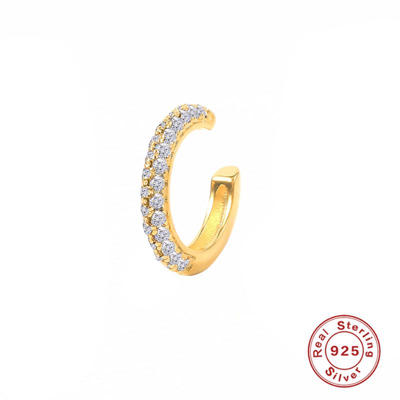 ROXI Luxury Three Rows Zircon Stone C Shape Ear Cuff No Piercing Earrings for Women Girls Boho 925 Silver Clip Earring