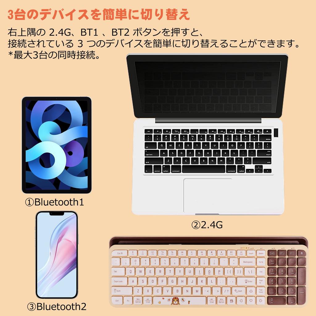 SUPER DREAM Wireless Bluetooth Full Wireless Tablet Keyboard with Smartphone Supports 3 Devices Easy To Includes Numeric Compatible with and English