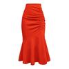 Women Fishtail Skirt High Waist Slim Fit Hip Wrapped Midi Skirt with Large Hem Solid Color Office Lady Skirt