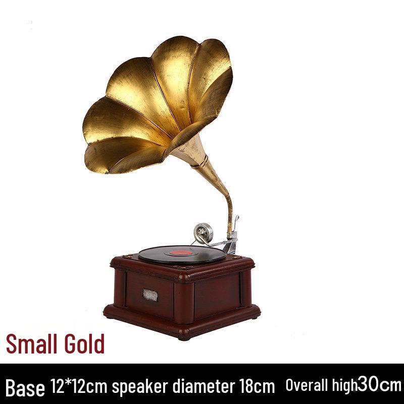 Vintage European-Style Gramophone Ornament: Nostalgic Record Model for Living Room or Wine Cabinet Decor