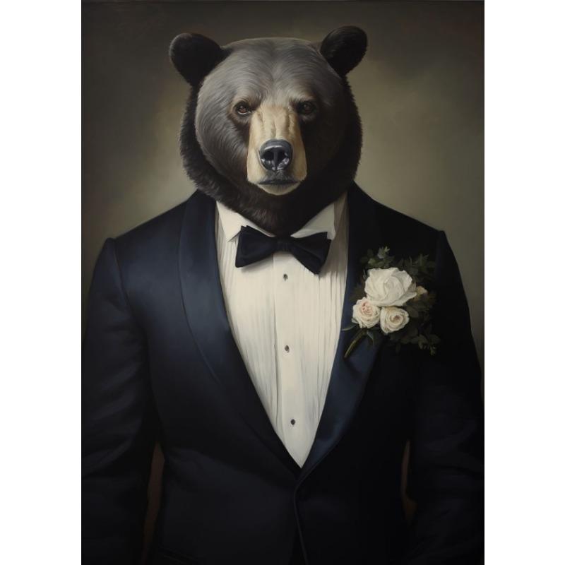 Animale Vintage în Smochinguri Lup Tigru Zebră Urs Iepure Poster Artă Pictură pe Pânză Imprimeuri de Perete Imagine Living Room Decor Acasă