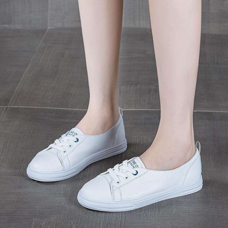 The first layer of cowhide soft-soled little white shoes women's summer new casual shallow mouth single shoes breathable thin sports board shoes