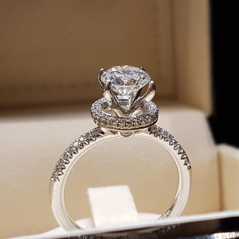 

Huitan Eternity 4 Claw Set Cubic Zirconia Rings Women for Wedding Simple Elegant Engagement Proposal Female Accessories Zircon 7