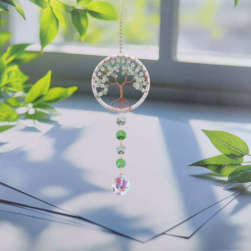 Handcrafted Crystal Sun Catcher Car Pendant With Prosperity Tree For Travel And Gift Giving