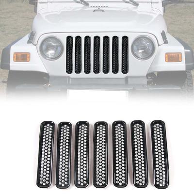 7Pcs Gloss Black Front Grill Mesh Grille Inserts Kit for Jeep Wrangler /& Wrangler Unlimited 2007-2015 Upgrade Clip in Version