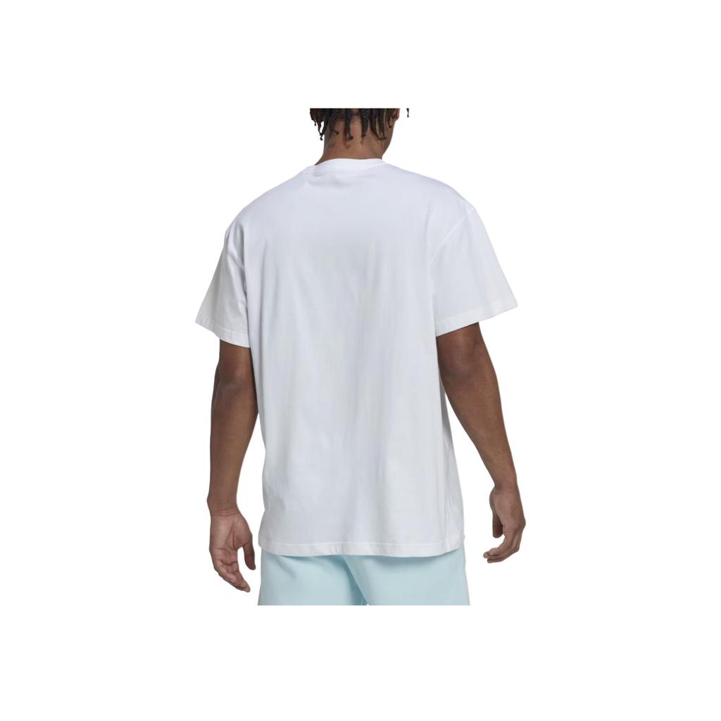 adidas Letter Logo Round Neck Casual Loose Short Sleeve T-Shirt Men Tops White HN0977