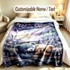Teddy Bear Theme Custom Blanket Personalized Name & Text Customized Soft Warm Throw Blanket Home Decor