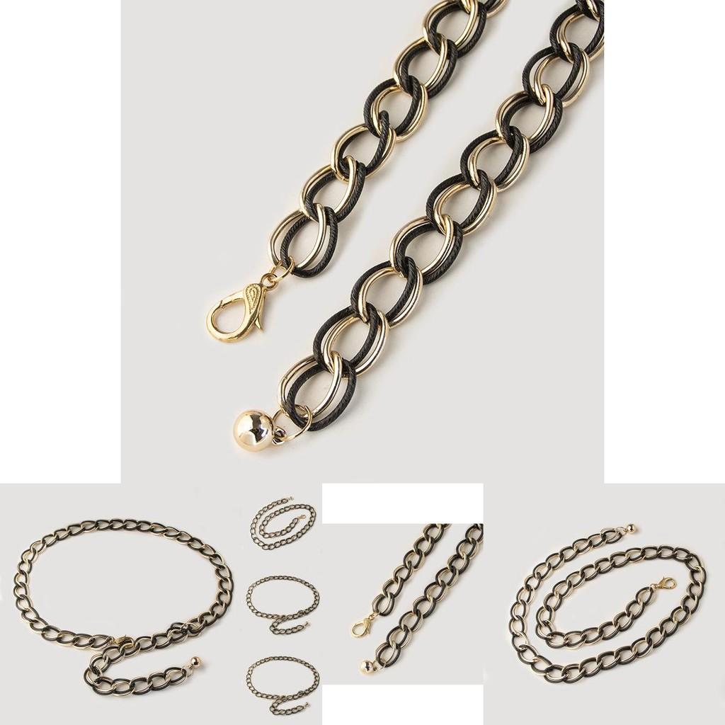 Ladies Double Chain Metal Waist Belt With Gold Finish For Summer And Winter Outfits