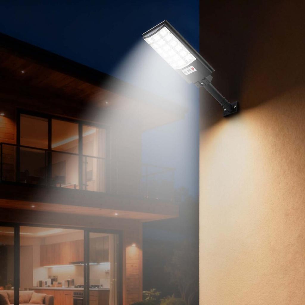 4 Pack 500W Solar Street Lights Outdoor, 50000LM, Commercial Parking Lot Lights Dusk To Dawn, LED Flood Security Lamp with Motion Sensor, IP65