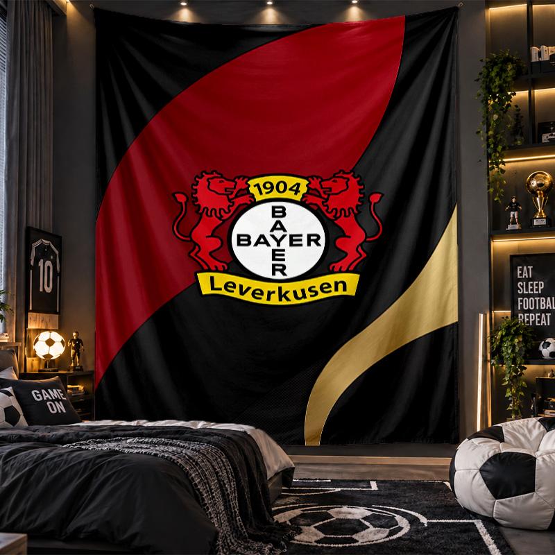 Wall Hanging Tapestry Bayer Leverkusen Football Print Cloth for Living Room Bedroom Home Decor