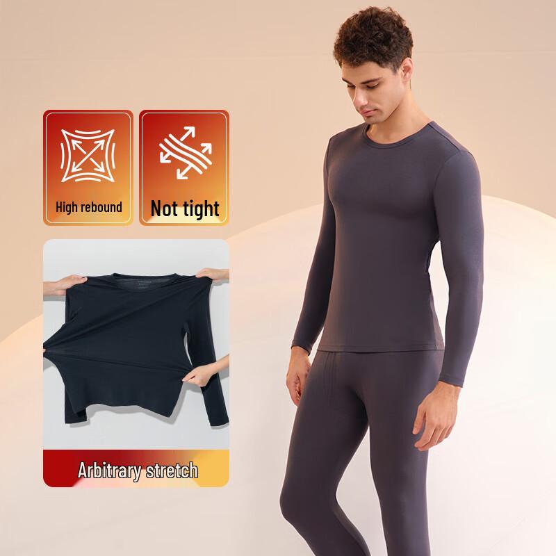 Schiesser Men's 3A Antibacterial Combed Cotton Crew Neck Thermal Underwear Set