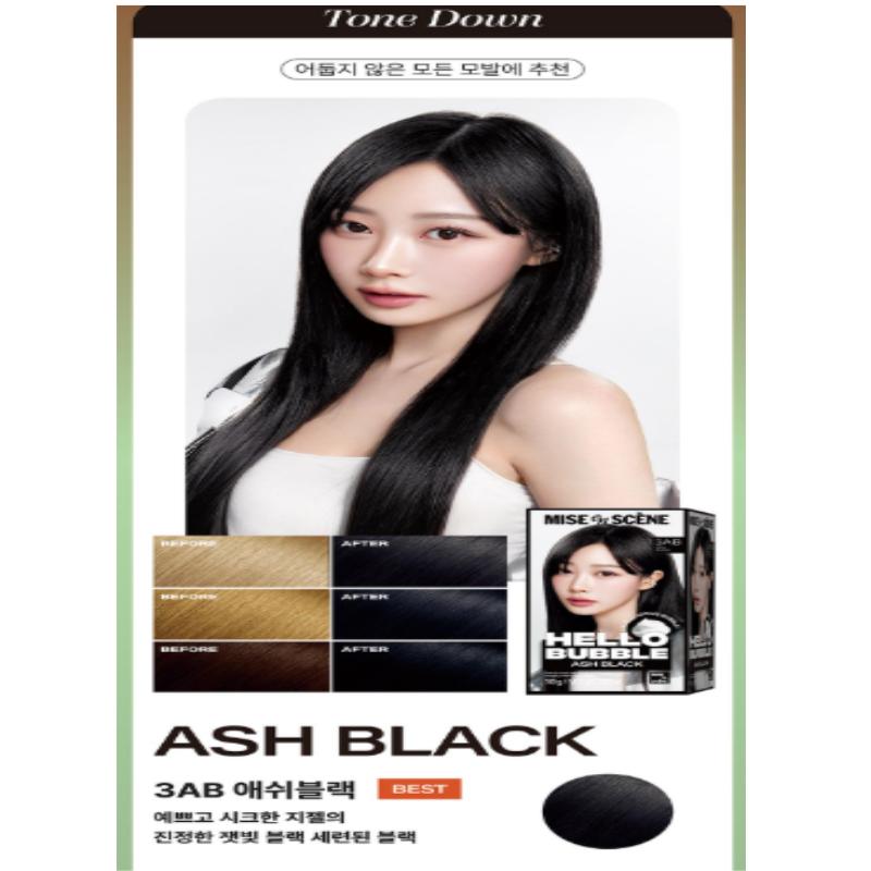 [Выбор aespa] Набор для окрашивания волос Mise en Scène New Hello Bubble 3AB Ash Black