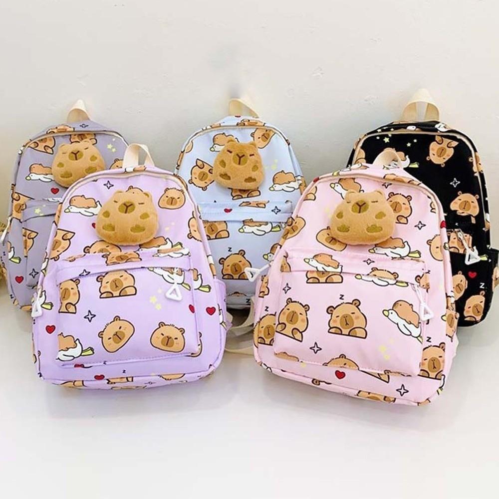 Doll Decoration Cartoon Animal Daypack Nylon Large Capacity School Bag Capybara Backpack  Students