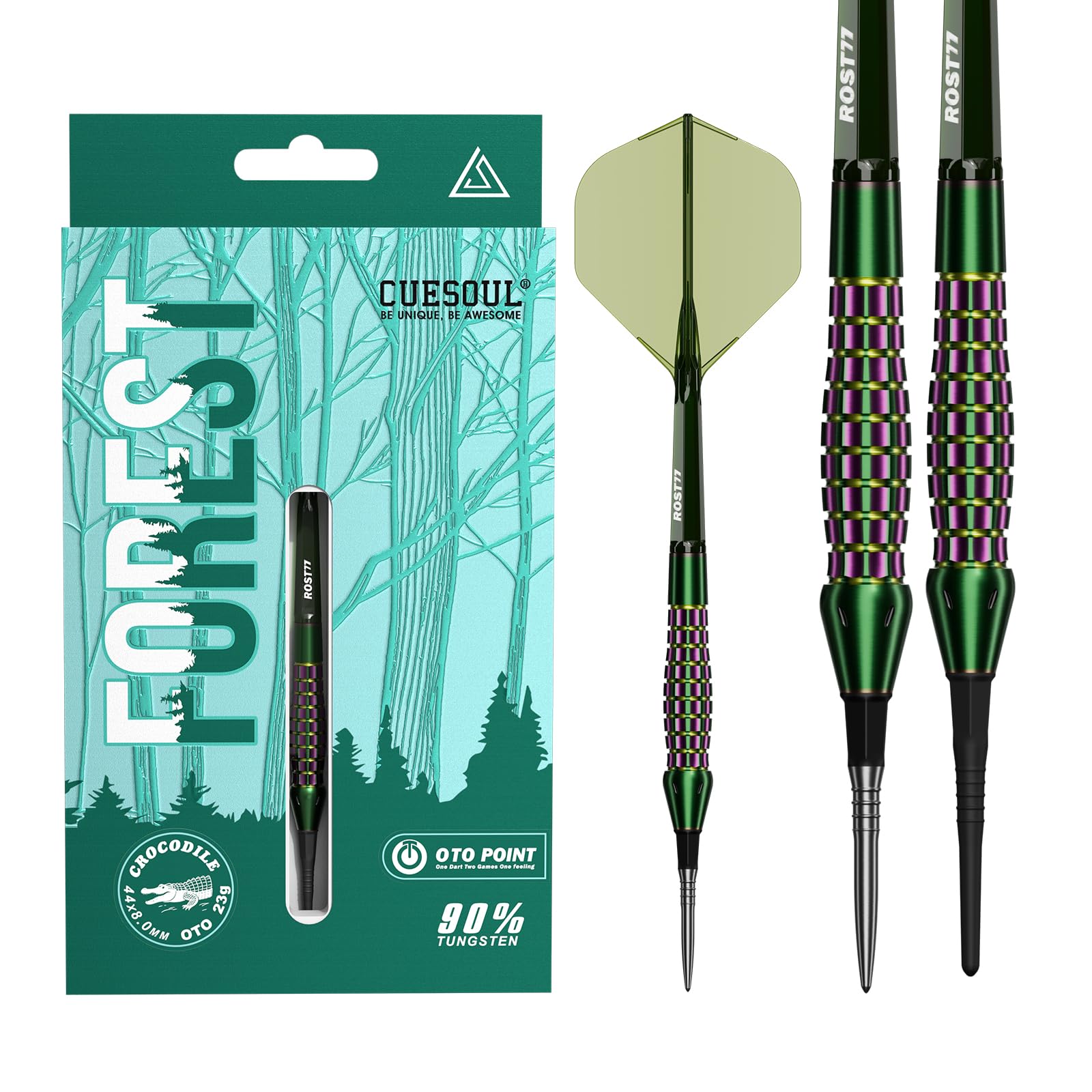 

CUESOUL FOREST 23g OTO small thread tip 90% tungsten darts set titanium coated with high transparency ROST77 integrated flight CSFS-90M23KSLE