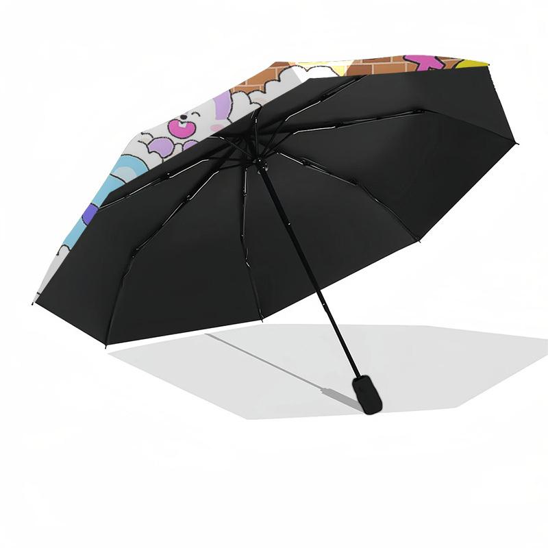 1pc BT21 Characters Outdoor Umbrella - Automatic Opening/Closing, Portable 3-Fold Design, 8-Rib Iron Frame - Perfect Gift for Fans, Travelers, Da