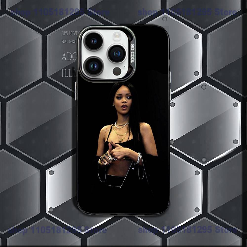 New Singer R-Rihannas Phone Case For iPhone 17,16e,16,ProMax,15,14,Plus,13,12,Mini,11,Pro Matte Colored Silver Luxury Cover