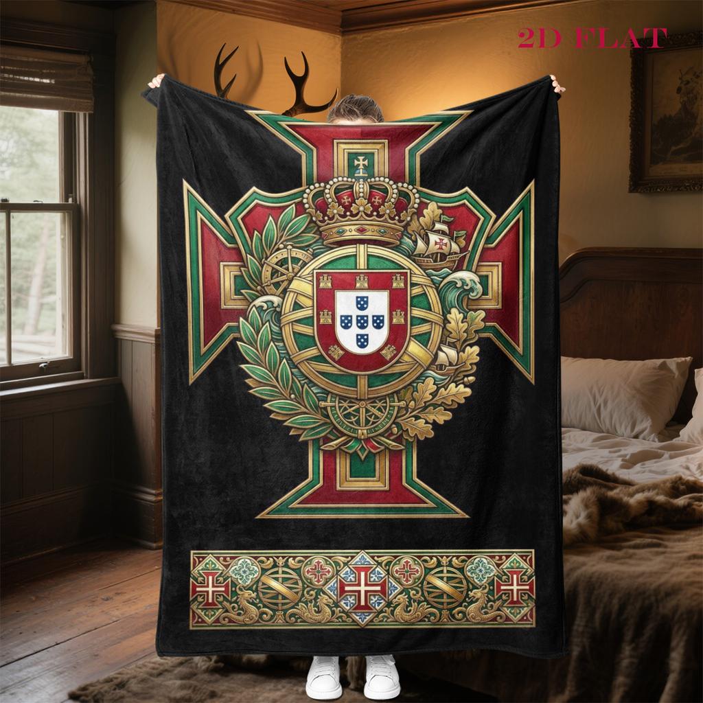 Royal Heraldry Ornate Design Blanket Camping Trip Soft and Comfortable Outdoor Plush Blanket Bedroom Air Conditioning Blanket