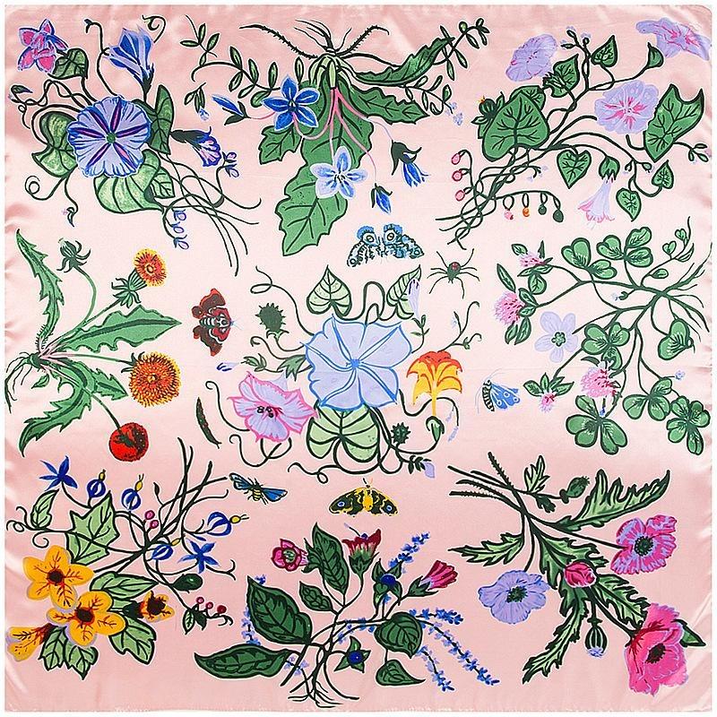 90cm*90cm New Brand Shawl Twill Women Silk Scarf Morning Glory Print Square Scarves Wraps Fashion Hijab Headband