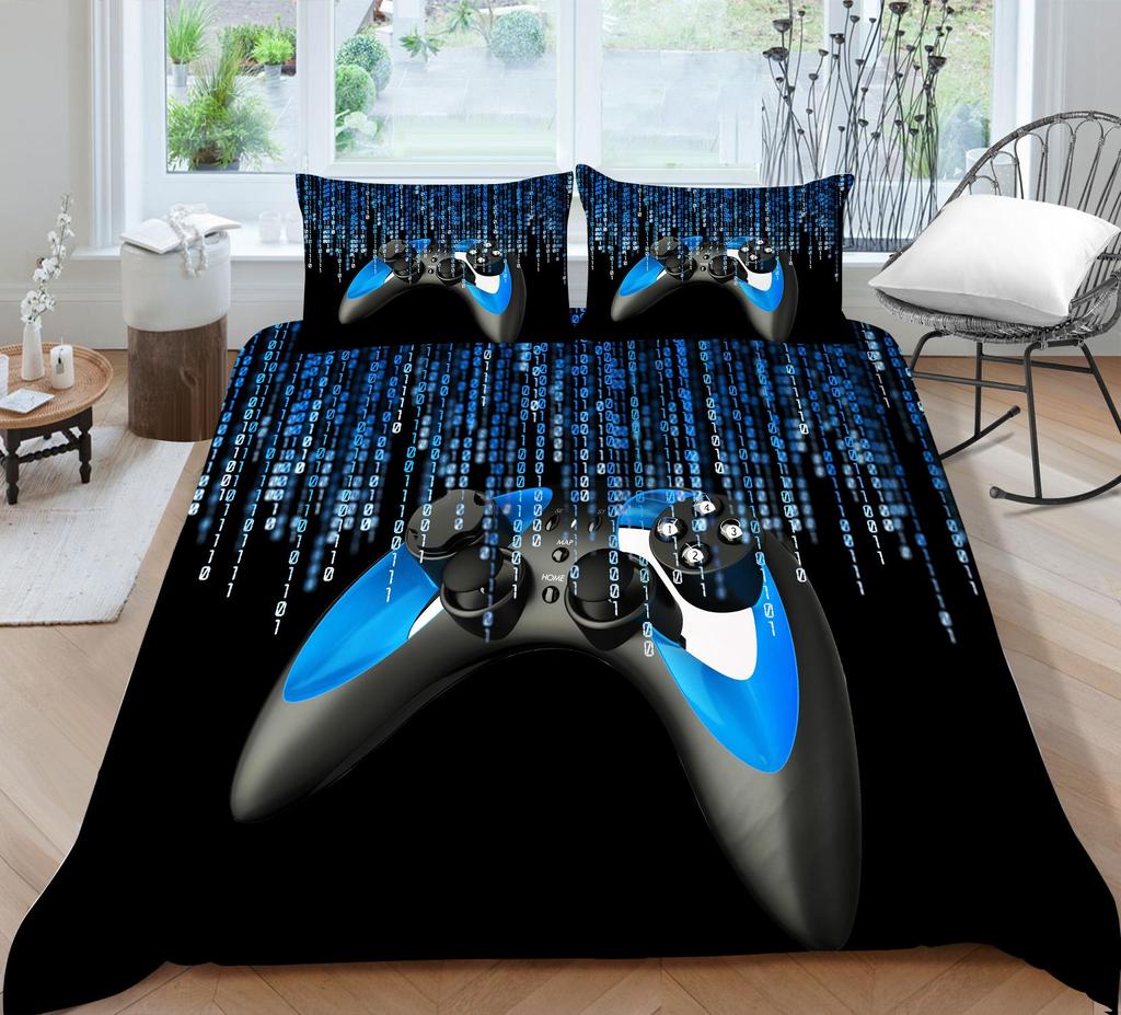 Player Bedding Microfiber Fabric Game Machine Printed Quilt Cover and Pillowcase Are Suitable for Home Decoration of Boys and Men's Game Lovers' Rooms