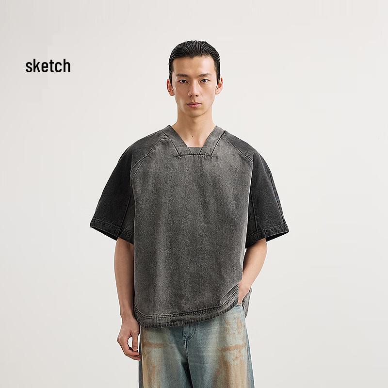 

Men s V-Neck Loose Fit Short Sleeve Shirt M