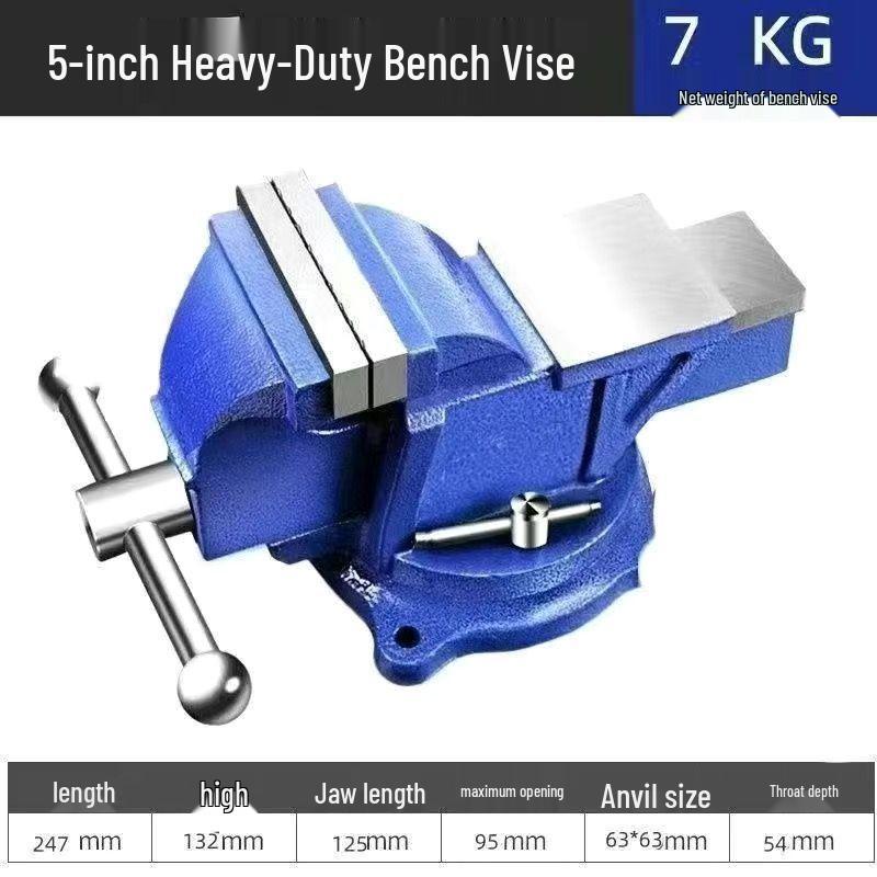 Heavy Duty Rotary Table Vise: 8" Industrial, 6" Household, 5" Small Universal Workbench Vise