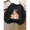 Girls' Crewneck Sweatshirt - Cute Cats Meow Rainbow Pattern Machine Washable, Spring And Autumn, Sportswear And Casual Wear