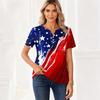 Women's T Shirt Independence Day Print Button Short Sleeve Daily Weekend Fashion Basic V- Neck Regular Top