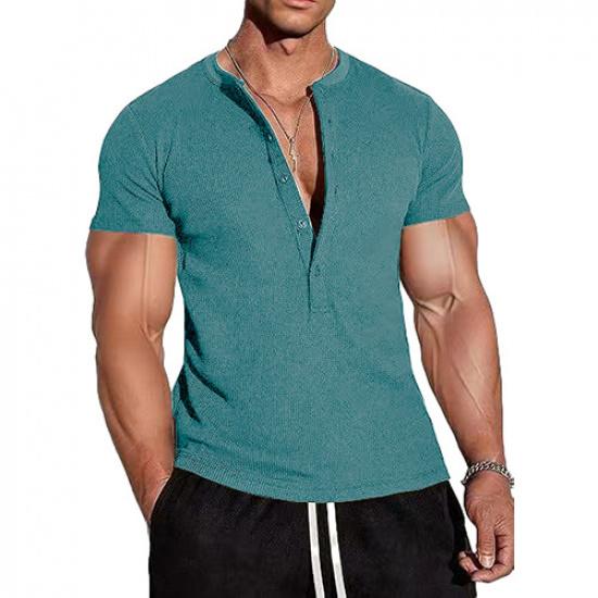 

Men s V-Neck Short Sleeve T-Shirt Slim Fit Sports Base Shirt Breathable Moisture-Wicking Versatile Solid Color S