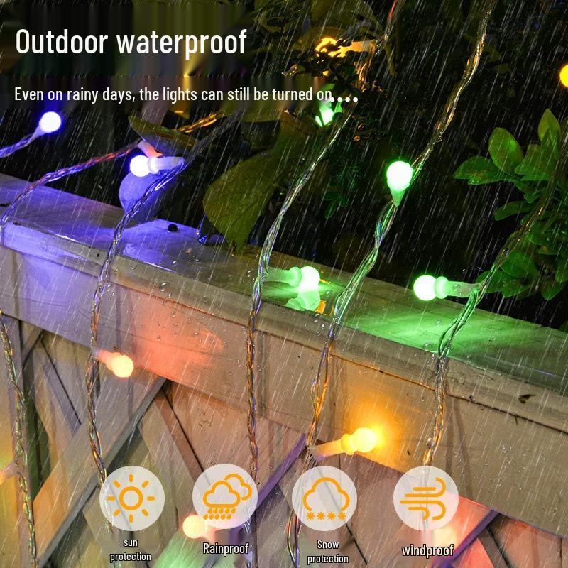 Solar Color-Changing LED Starry String Lights - Waterproof Popcorn Fairy Lights for Camping and Outdoor Tent Decor