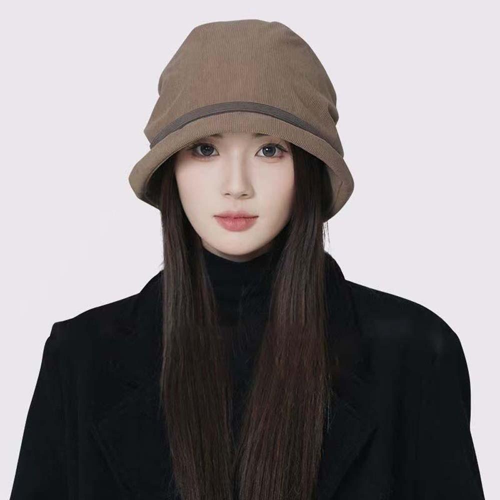 Temperament Corduroy Pullover Cap Solid Color Anti-cold Bucket Hat Winter Fisherman Hat  Shopping