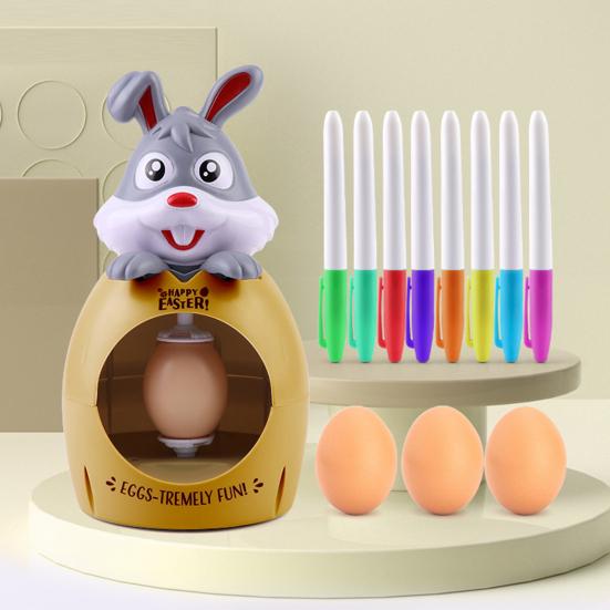 Egg Painting Machine Kit Bunny Spinner with 8 Colorful Markers And 3 Plastic Eggs Easter Egg Decorator Set for DIY Painting Easter Eggs