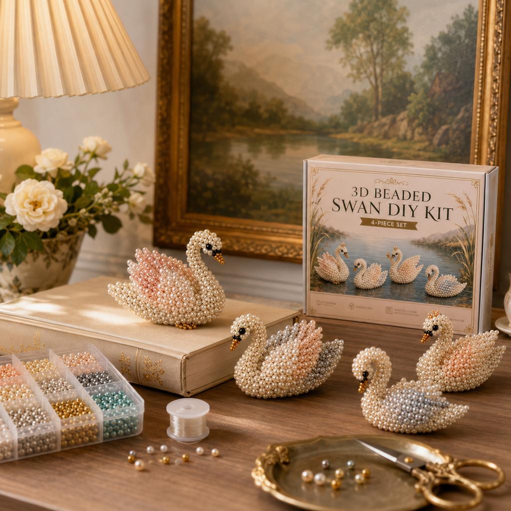 3D Beaded DIY Kit 4Piece Set Bead Project with StepbyStep Instructions for Creative Models Home Decor and Activities