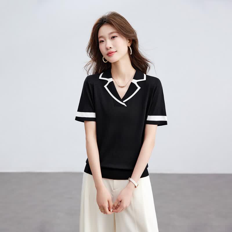 Srcr Women s 30% Mulberry Silk Knit Short-Sleeve T-Shirt M чёрный
